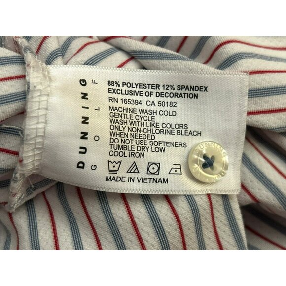 Dunning Golf Men's Red White Blue Striped Performance Polo Medium - Picture 6 of 6